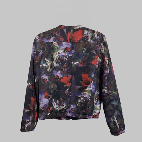 H&M Floral Bomber Full Zip Satin Whimsigoth Fairy Y2K Jacket Coat Size 2 XS - Picture 2 of 10